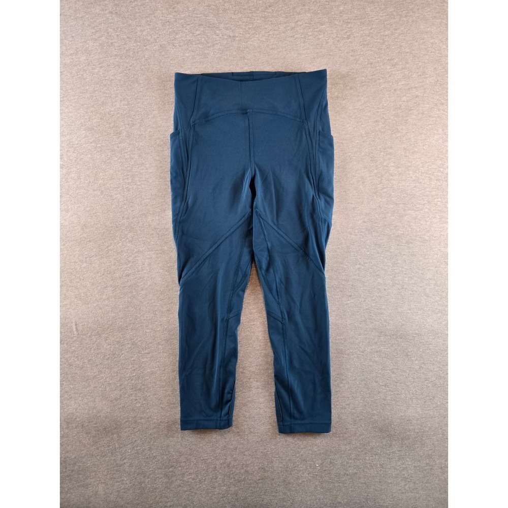 Lululemon Leave The Pack Crop Leggings Womens 6 Nile Blue 23" Gym Athleisure